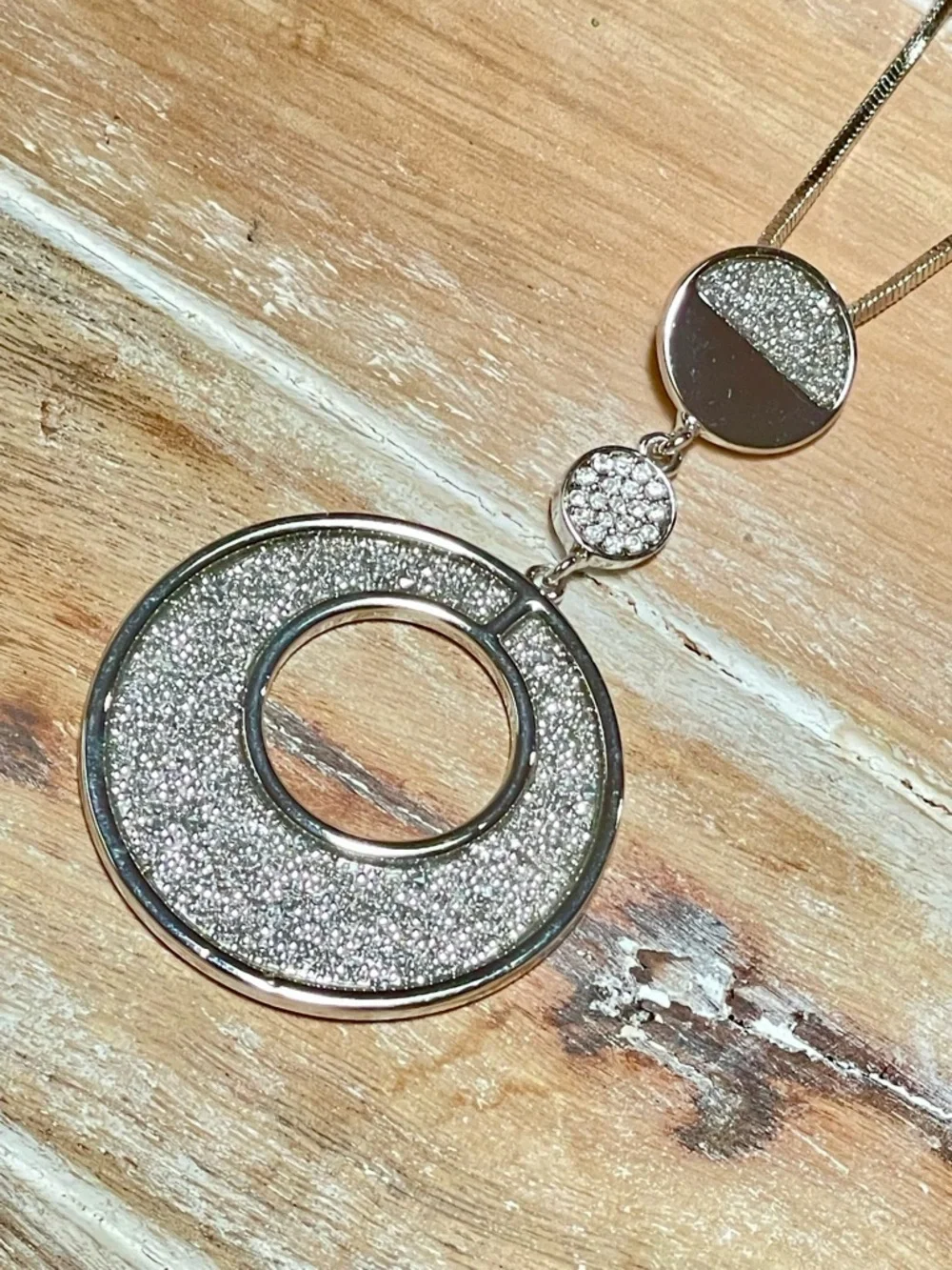 Sparkling Silver Crystal Pavé Circle Pendant Necklace - Women's Jewelry